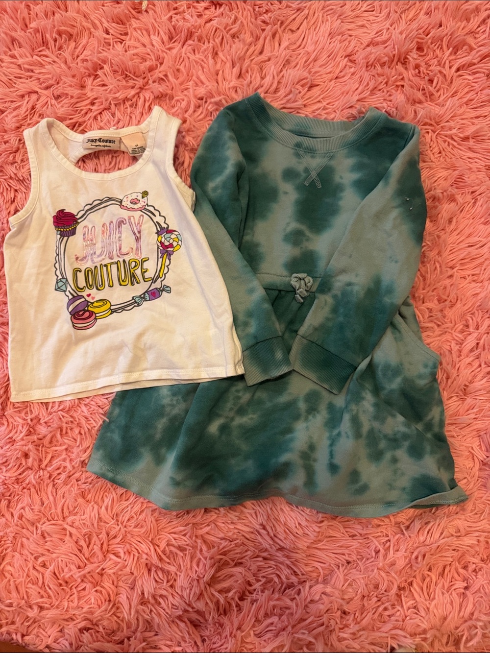 Juicy Couture White Graphic Tank & Teal Tie-Dye Dress